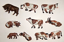 Фигурки "коровы" в масштабе 1/87. Набор из 10 штук,  Германия. масштаб 1/87